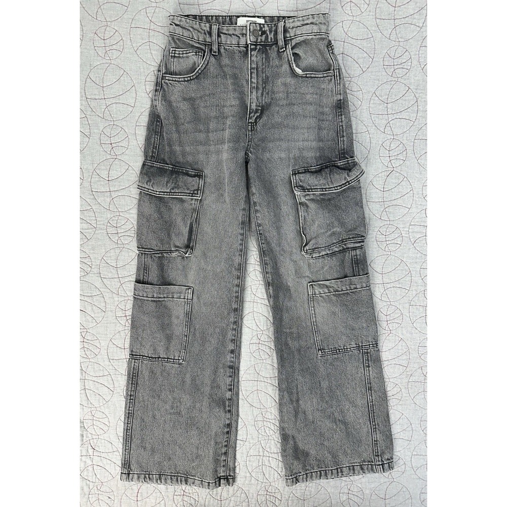 Cotton On Grey Wide-Leg Cargo Jeans